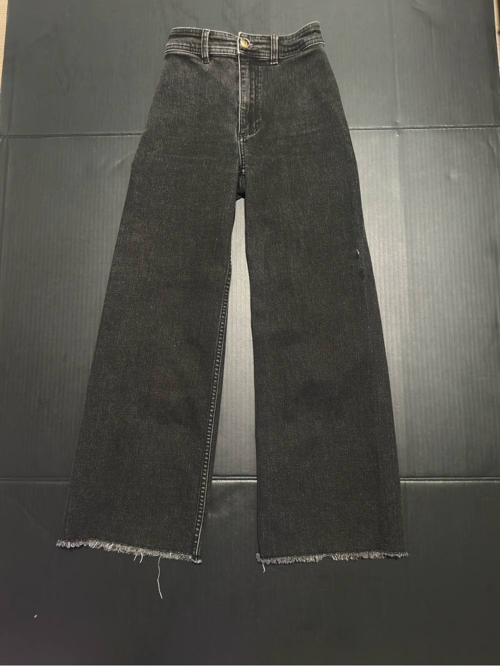 Billabong Black Wide-Leg High-Rise Jeans with Raw Hem